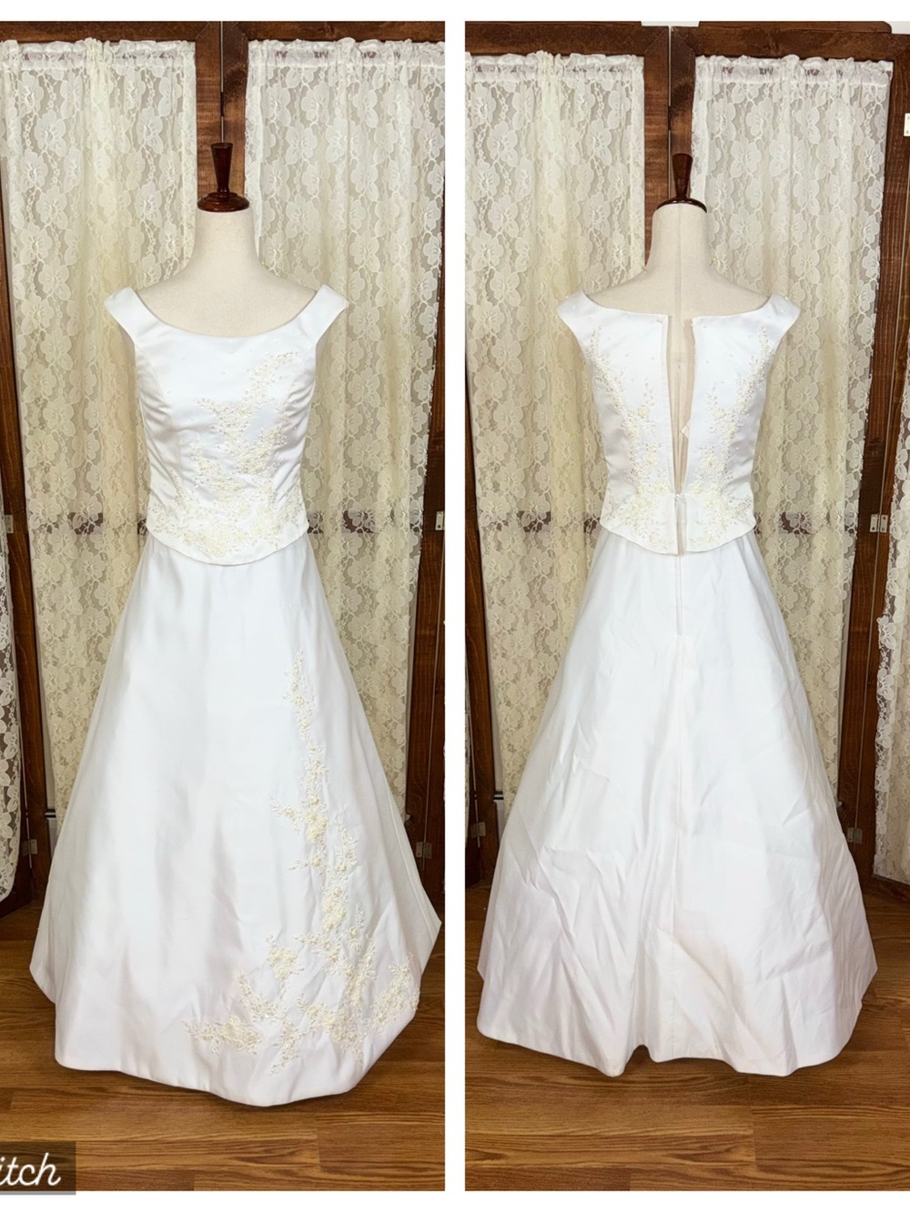 Pretty Vintage 90s Bridal Originals Satin A Line Wedding Gown